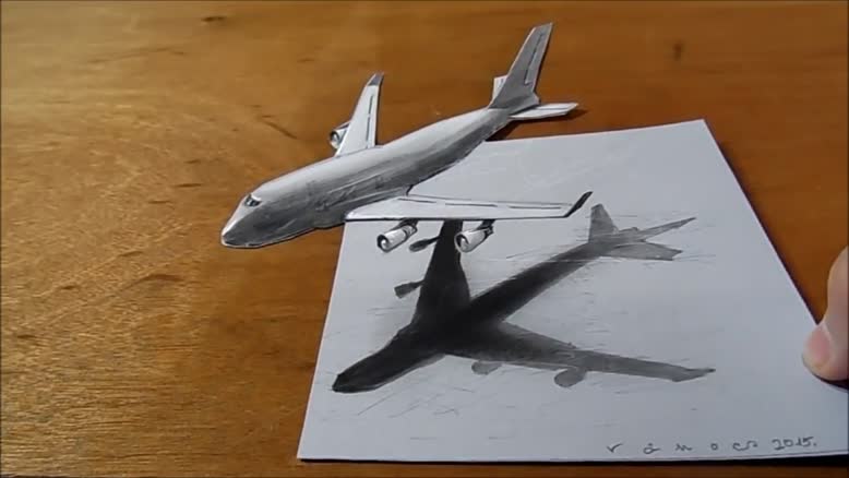 نقاشی سه بعدی هواپیما