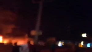 لحظه انفجار در تصادف تانکر سوخت با اتوبوس در سنندج