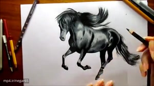 یه نقاشی فوق العاده از اسب سیاه-سه بعدی-از دستش ندید!!!!