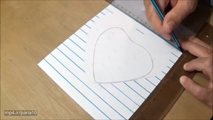 نقاشی قلب - هنر طرحی بر روی مقاله خط - طراحی با مداد ذغال سنگ