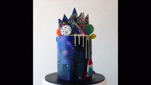 آموزش تزیین کیک کهکشانی خوشگل