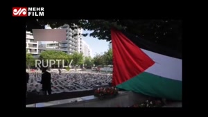 اعتراضات کفشی برای ادای احترام به مردم غزه