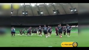 تمرین شاد تیم ملی اسپانیا قبل از بازی با ایران