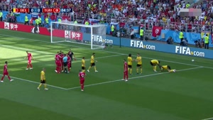 گل اول بلژیک به تونس توسط ادن هازارد
