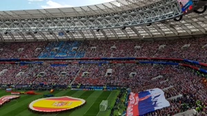 تماشاگران پرشور روسیه در استادیوم بازی اسپانیا روسیه
