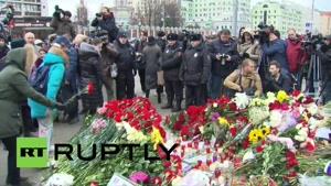 فیلم/ مراسم یادبود قربانبان حملات پاریس در مسکو