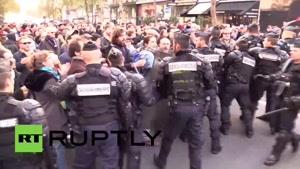 فیلم/ برخورد پلیس فرانسه با تجمع حمایت از مهاجرین