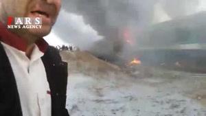  لحظه آتش‌سوزی قطار مسافربری در محور سمنان