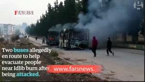 آتش زدن اتوبوس‌های هلال احمر سوریه توسط تروریست‌ها