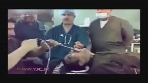 لحظات جراحی مردی که آچار مکانیکی در گلویش گیر کرده