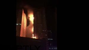 فیلم/آتش سوزی در برج مسکونی در عجمان امارات