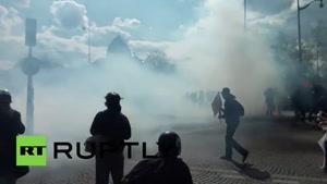 فیلم/ درگیری پلیس با تظاهرات کنندگان فرانسوی
