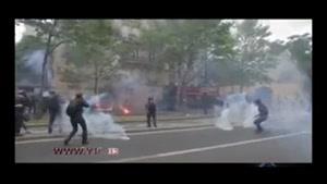 جنگ خیابانی کارگران با پلیس در پاریس 