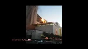 شعله ور شدن آتش برج تجاری سلمان در خیابانهای شلوغ مشهد