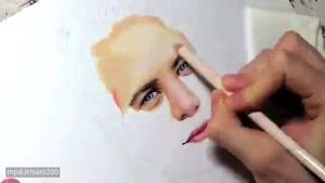 نقاشی چهره پل واکر فقط با استفاده از مداد رنگی