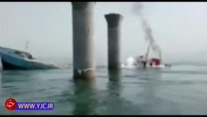 فیلم غرق شدن کشتی باربری ایرانی در کویت 
