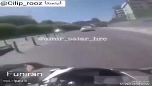 کورس خطرناک آئودی و موتور سنگین در اتوبان مدرس تهران