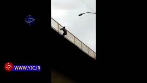 خودکشی نافرجام یک مرد از یک پل