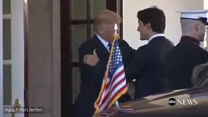 این‌روزها نحوه دست_دادن ترامپ خبرسازشده که دست طرف را به سمت خود می‌کشد نخست‌وزیر کانادامقاومت کرد