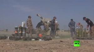 فیلم/آتش شدید توپخانه عراقی ها ضد داعش در موصل