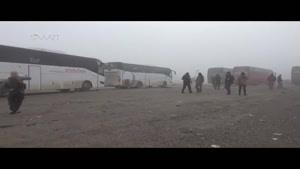 لحظه رسیدن اتوبوس‌های حامل اهالی «فوعه» و «کفریا» به حلب