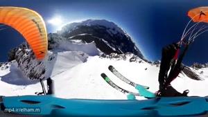 ویدیو 360 درجه - لذت پارا اسکی در کوهستان برفی