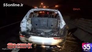 اتومبیل سوخته مهاجمان پس از ترور مدیر شبکه GEM TV در ترکیه