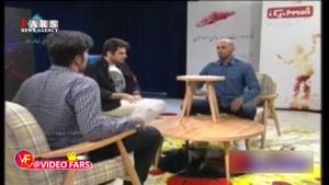 افتادن علی ضیا از روی صندلی در برنامه زنده