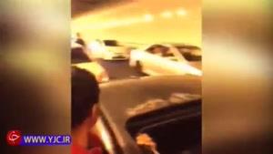 تصادف زنجیره‌ای خودروهای کاروان عروسی در تونل