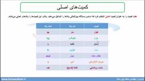 جلسه 8 فیزیک دهم- کمیت‌های اصلی و فرعی - مدرس محمد پوررضا