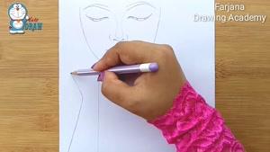 آموزش نقاشی دختر با مداد سیاه 