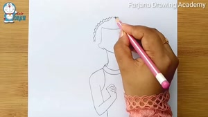 آموزش نقاشی دختری زیبا زیر چتر