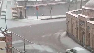 هم اکنون بارش برف  در شهر اردبیل
