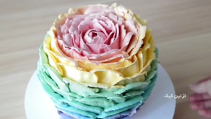 تزیین کیک اسفنجی رنگی با فندانت