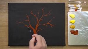 نماشا - کشیدن درخت پاییزی با طرفندی ساده