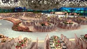 یکی از زیباترین سالن های عروسی با گل آرایی و نورپردازی عالی
