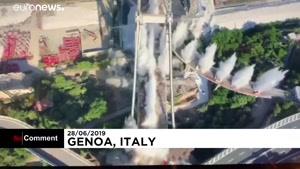 انهدام پل‌ جنوای ایتالیا با ۵۵۰ کیلو مادۀ منفجره
