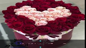 خرید  و سفارش آنلاین باکس گل رز قرمز و گلبهی  با شکل قلب 