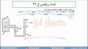 جلسه 96 فیزیک دهم - فشار در شاره ها 28 و تست ریاضی خ 94 - مدرس محمد پوررضا