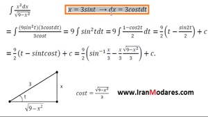 آموزش تغییر متغیر مثلثاتی برای محاسبه انتگرال