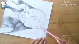 آموزش گام به گام طراحی با مداد دختر با کلاه