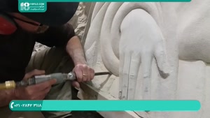 مراحل سنگ تراشی دست مجسمه با ابزار آلات 