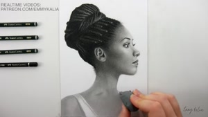آموزش طراحی چهره نیمرخ زن با سیاه قلم