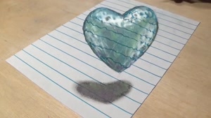 آموزش نقاشی سه بعدی قلب زیبا