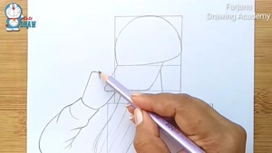 آموزش نقاشی دختری با کلاه