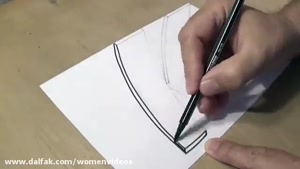 سایت دالفک - آموزش نقاشی 3 بعدی حرف k با مداد 