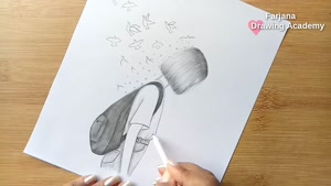 آموزش گام به گام طراحی با مداد دختر با کیف مدرسه