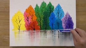 آموزش نقاشی با تکنیک های آسان برای مبتدیان - درختان رنگی
