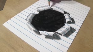 آموزش نقاشی سه بعدی با مداد حفره سیاه