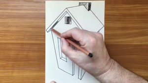 آموزش گام به گام نقاشی سه بعدی یک خانه ساده